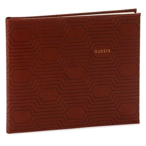 Hallmark Brown Hexagonal Pattern Guest Book -Decor Home Shop Brown Faux Leather Geometric Pattern Guest Book 1EDY3152 01