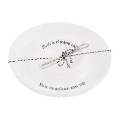 Mud Pie Cheese Ball Serving Tray And Spreader, Set Of 2 -Decor Home Shop Cheese Ball and Crackers Ceramic Serving Tray Set 42300025 02