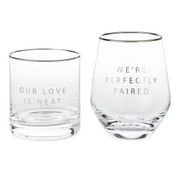 Hallmark Lowball And Stemless Wine Glass, Set Of 2