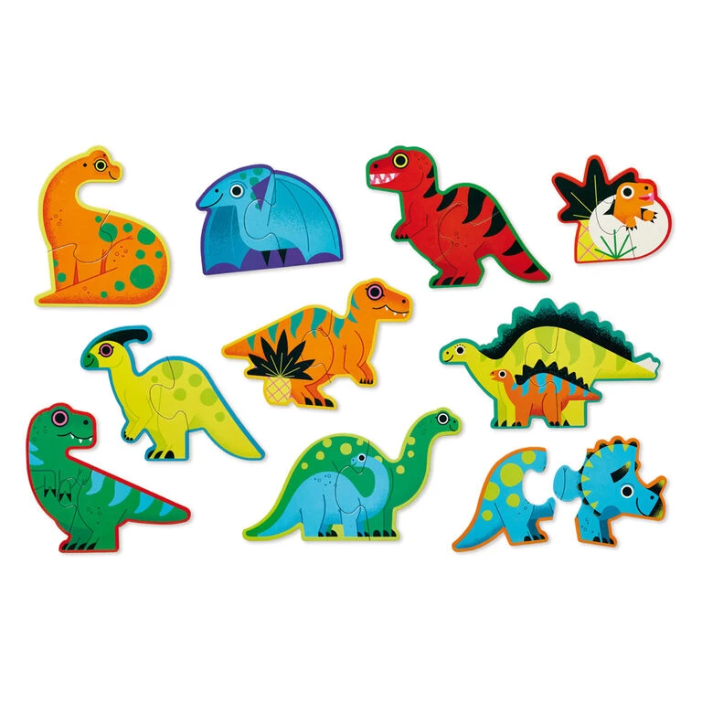 Crocodile Creek Dinosaurs 2-Piece Beginner Puzzles For Kids, Set Of 10 3 Crocodile Creek Dinosaurs 2-Piece Beginner Puzzles For Kids, Set Of 10
