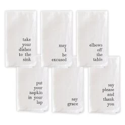 Good Manners White Cloth Napkins, Set Of 6