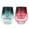 Hallmark Channel Stemless Wine Glasses, Set Of 2 -Decor Home Shop Hallmark Channel Red and Green Stemless Wine Glasses 1XKT3526 01