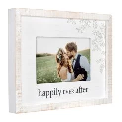Malden Happily Ever After Rustic White Wood Picture Frame, 4x6 -Decor Home Shop Happily Ever After White Wood Picture Frame 342846 02