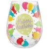 Lolita Happy Birthday Balloons Handpainted Stemless Wine Glass, 20 Oz. 1 Lolita Happy Birthday Balloons Handpainted Stemless Wine Glass, 20 Oz. -Decor Home Shop Happy Birthday Balloons Painted Stemless Wine Glass 6008682 01