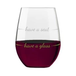 Have A Glass Have A Seat Stemless Wine Glass, 16 Oz. -Decor Home Shop Have a Glass Have a Seat Stemless Wine Glass PWSUG002 03