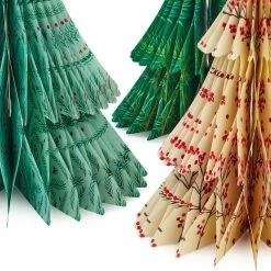 Hallmark Honeycomb Trees 3D Pop-Up Christmas Decorations, Set Of 3 -Decor Home Shop Honeycomb Trees 3D PopUp Christmas Decorations Set 1999XPJ8046 03