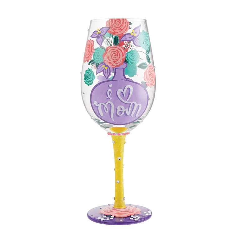 Lolita I (Heart) Mom Handpainted Wine Glass, 15 Oz. 3 Lolita I (Heart) Mom Handpainted Wine Glass, 15 Oz.
