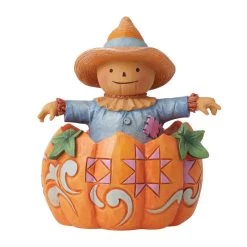 Enesco Jim Shore Scarecrow Inside A Pumpkin Figurine, 3.58"