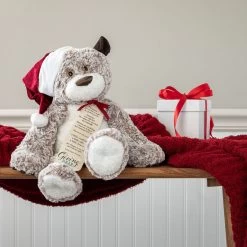 Large Giving Bear In Santa Hat Stuffed Animal, 16" -Decor Home Shop Large Giving Bear in Santa Hat Stuffed Animal 5004770063 03