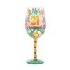 Lolita Happy 21st Birthday Handpainted Wine Glass, 15 Oz. -Decor Home Shop Lolita 21st Birthday Wine Glass 6010248 01
