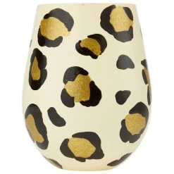 Enesco Lolita Leopard Handpainted Stemless Wine Glass, 20 Oz.
