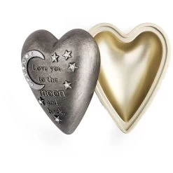 Love You To The Moon Art Heart Trinket Box, 3.5" -Decor Home Shop Love You to the Moon HeartShaped Trinket Box 1003480346 03