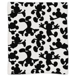 Hallmark Disney Mickey Mouse Silhouettes Throw Blanket, 50x60 6 Hallmark Disney Mickey Mouse Silhouettes Throw Blanket, 50x60 -Decor Home Shop Mickey Mouse Silhouette BlackWhite Plush Blanket 1DYG2056 02