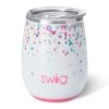 Swig Confetti Stainless Steel Stemless Wine Glass, 14 Oz. 2 Swig Confetti Stainless Steel Stemless Wine Glass, 14 Oz. -Decor Home Shop Mini Dots on White Insulated Stemless Wine Glass S102C14CN 01