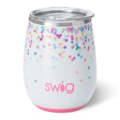 Swig Confetti Stainless Steel Stemless Wine Glass, 14 Oz.
