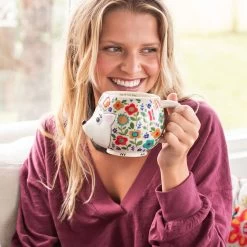 Natural Life Floral Hedgehog Sculpted Folk Mug, 16 Oz. -Decor Home Shop Natural Life Floral Hedgehog Sculpted Mug MUG404 03