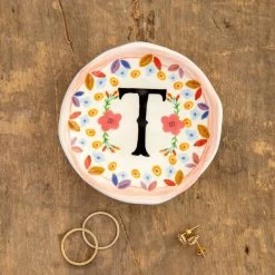 Natural Life Initial Trinket Dish, T