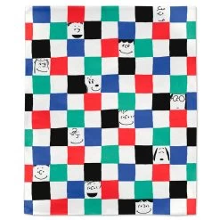 Hallmark Peanuts® Gang Checkered Throw Blanket, 50x60 -Decor Home Shop Peanuts Gang Faces and Colored Squares Blanket 1PAJ3534 03