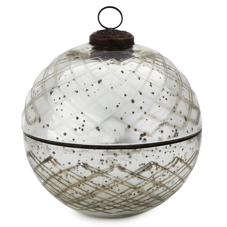 Hallmark Fresh-Cut Pine Mercury Glass Ball Ornament Candle 3 Hallmark Fresh-Cut Pine Mercury Glass Ball Ornament Candle
