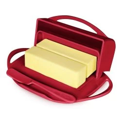 Red Butterie Flip-Top Butter Dish -Decor Home Shop Red Plastic FlipTop Butter Dish With Knife BTRRED1003 04
