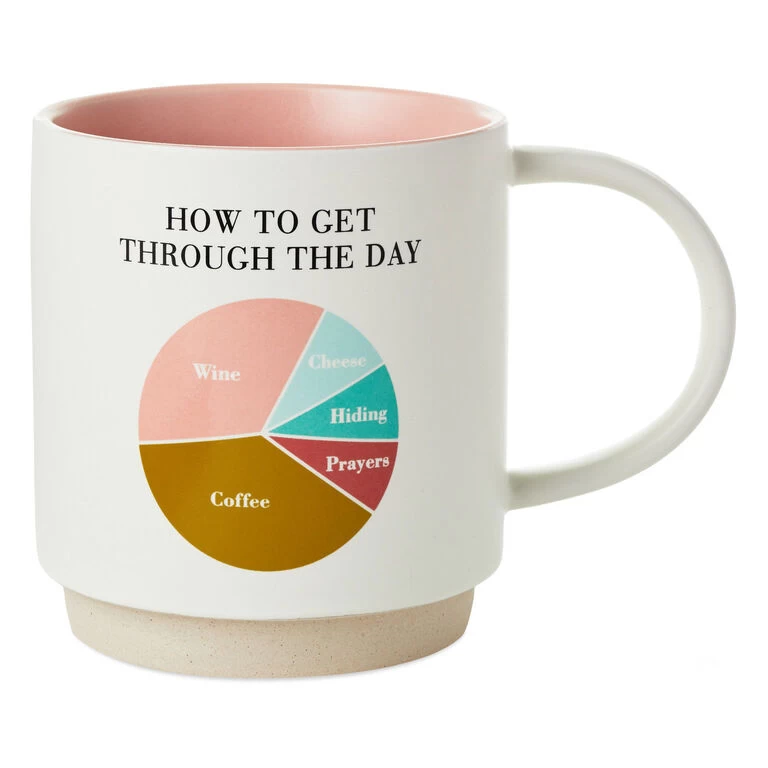 Hallmark Get Through The Day Pie Chart Funny Mug, 16 Oz. 3 Hallmark Get Through The Day Pie Chart Funny Mug, 16 Oz.