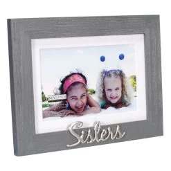 Malden Sisters Gray Distressed Wood Picture Frame, 4x6/5x7 -Decor Home Shop Sisters Gray Wood Matted Picture Frame 332346 02