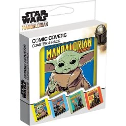 Star Wars: The Mandalorian Comic Book Cover Coasters, Set Of 4 -Decor Home Shop The Mandalorian Coaster Set 17446 02