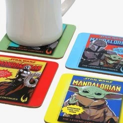 Star Wars: The Mandalorian Comic Book Cover Coasters, Set Of 4 -Decor Home Shop The Mandalorian Coaster Set 17446 03