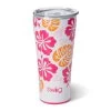 Swig Island Bloom Stainless Steel Tumbler, 32 Oz. -Decor Home Shop Tropical Flowers on White Insulated Drinking Glass S102C32PI 01