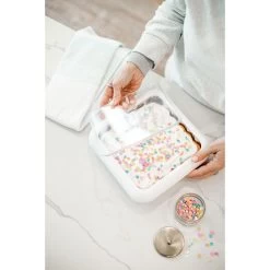 White Fancy Panz Square Foil Pan Serving Tray -Decor Home Shop White Square Serving Tray With Lid for 8x8 Foil Pans FP88001 04