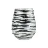 Lolita Sophisticated Safari Handpainted Stemless Wine Glass, 20 Oz. -Decor Home Shop Zebra Stripes Handpainted Stemless Wine Glass 6010148 01